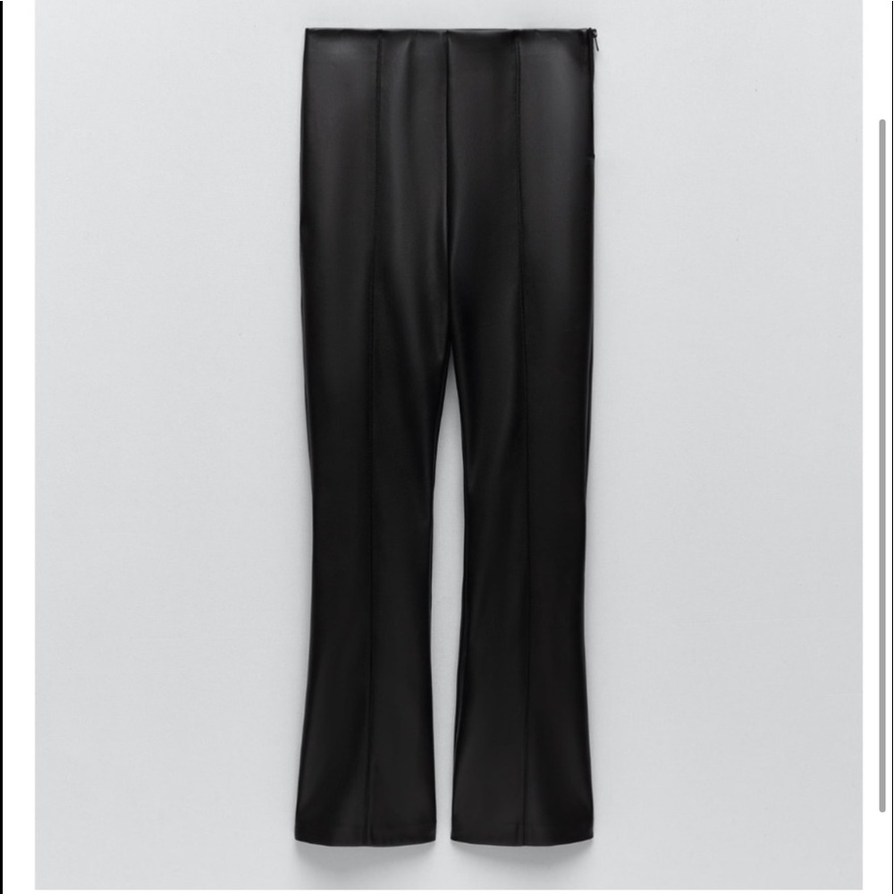 Zara Mini Flare Faux Leather Pants